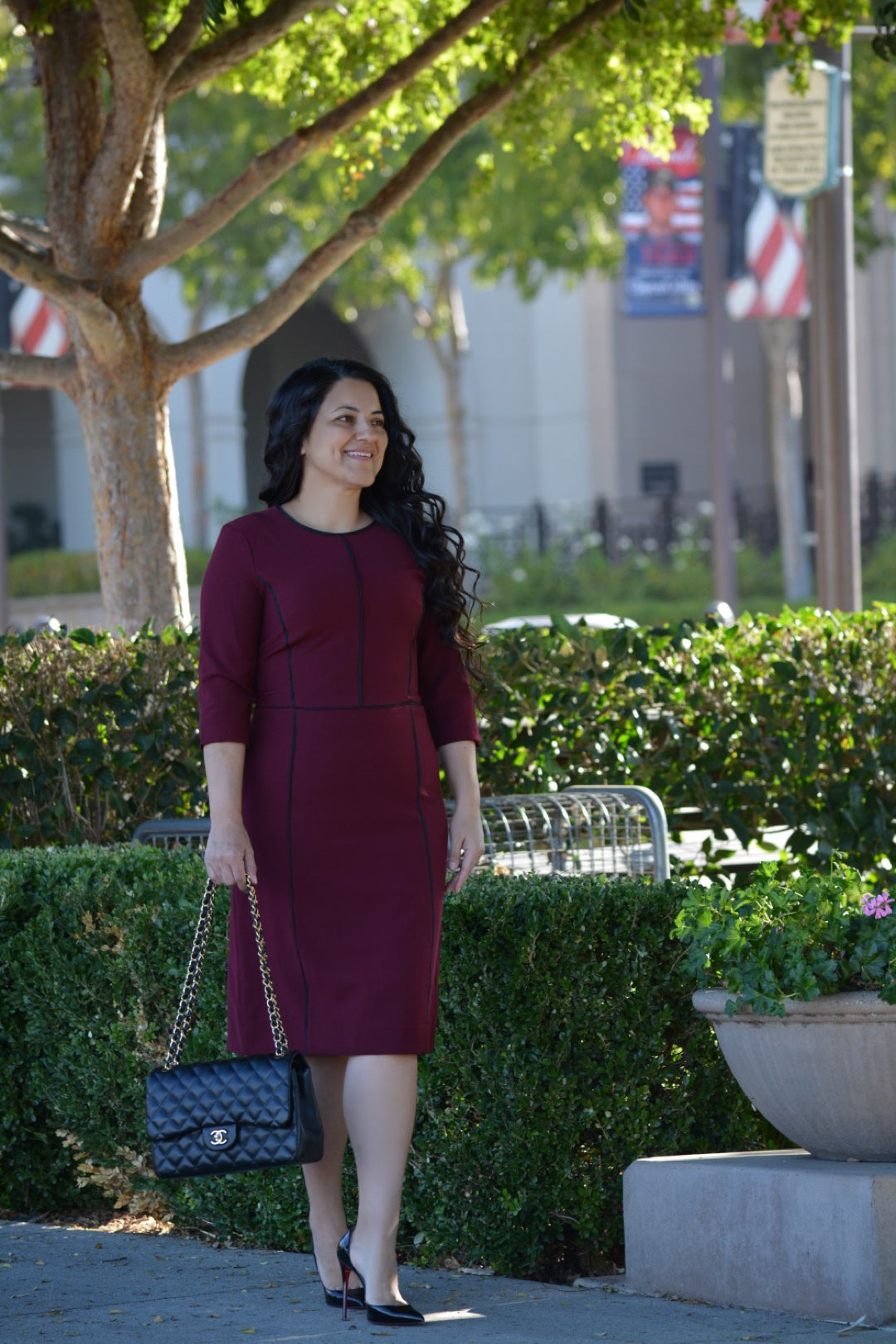 Athens Burgundy Black Piping Dress Skirt Society