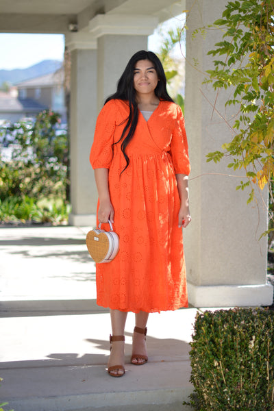 Althea Orange Eyelet Dress