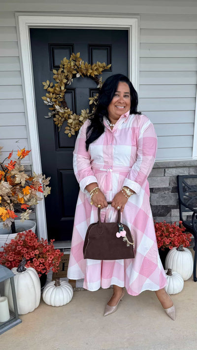 Avignon Pink Plaid 100% Cotton Dress