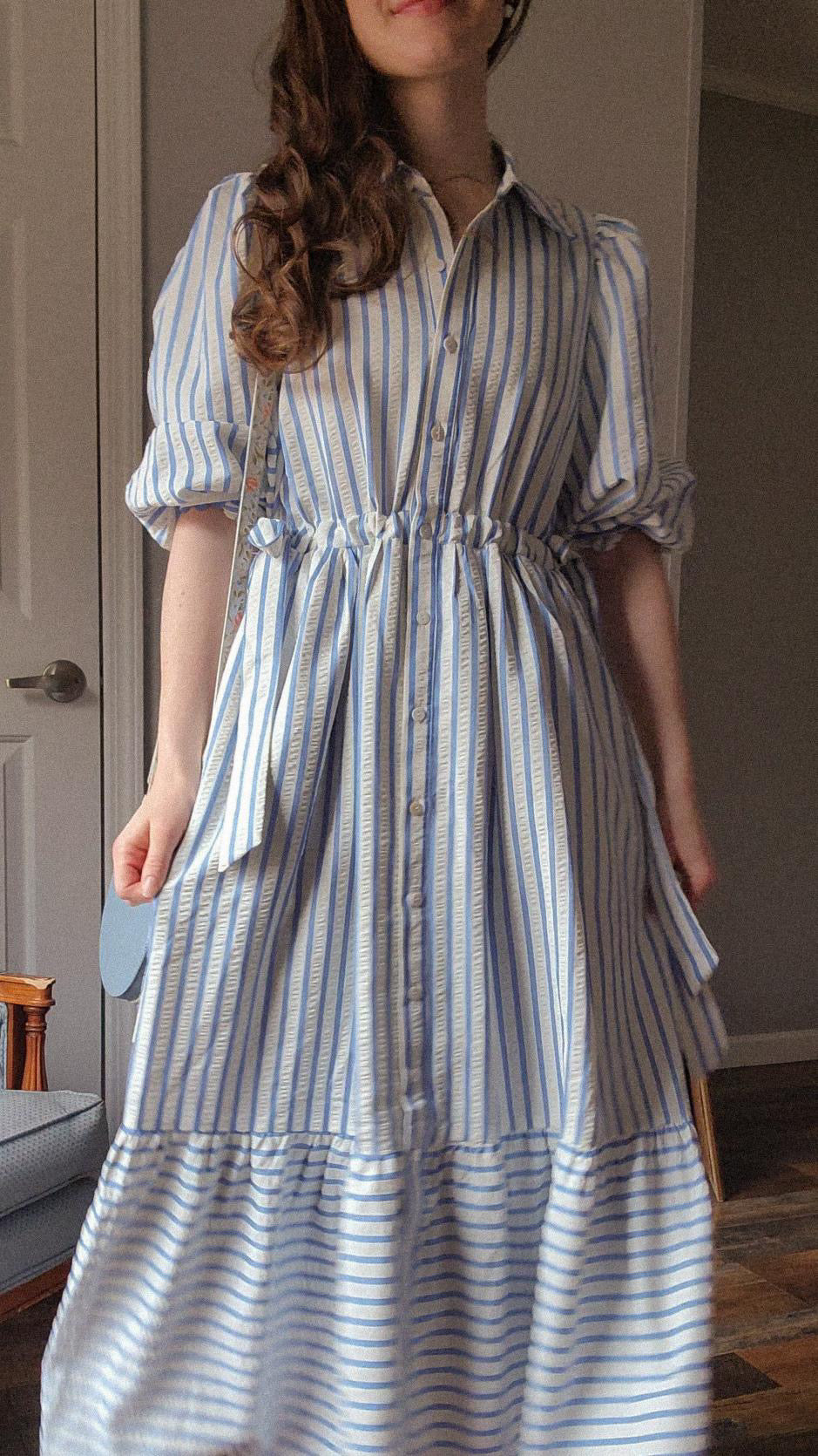 Soleil Light Blue Stripe Dress