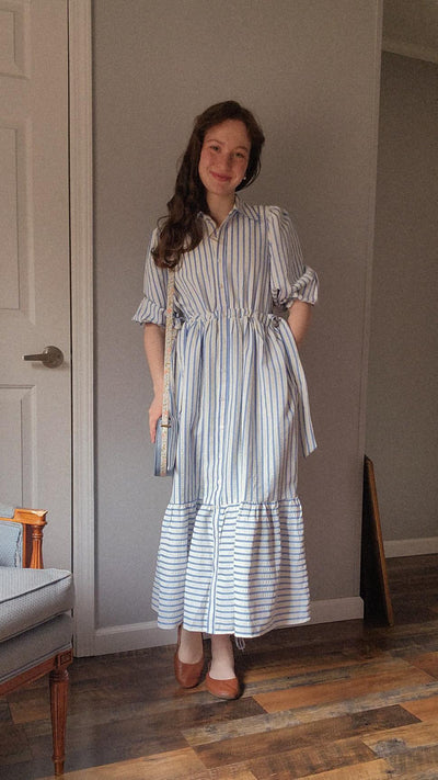 Soleil Light Blue Stripe Dress