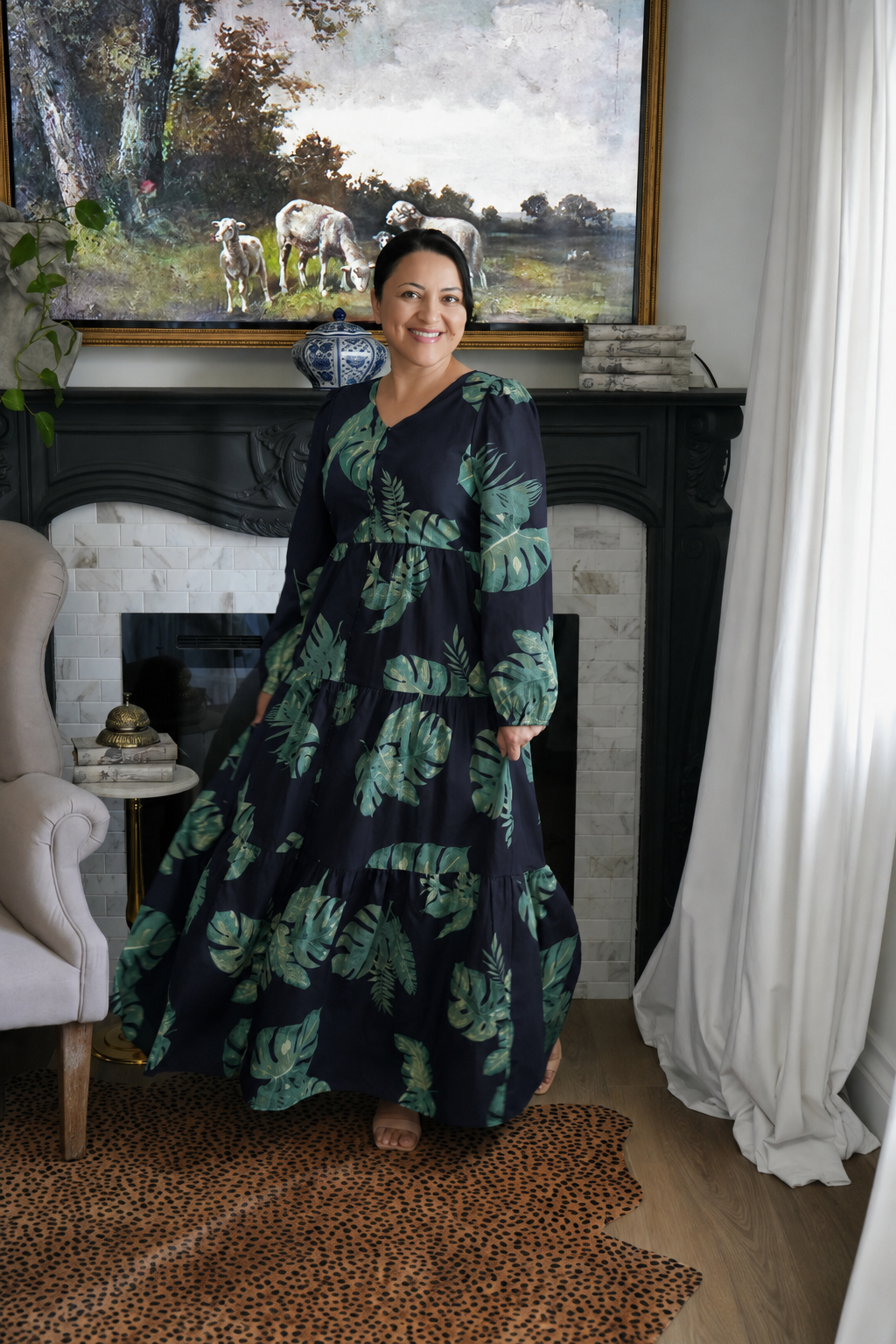 Sardinia Navy 100% Cotton Maxi Dress 1XLARGE