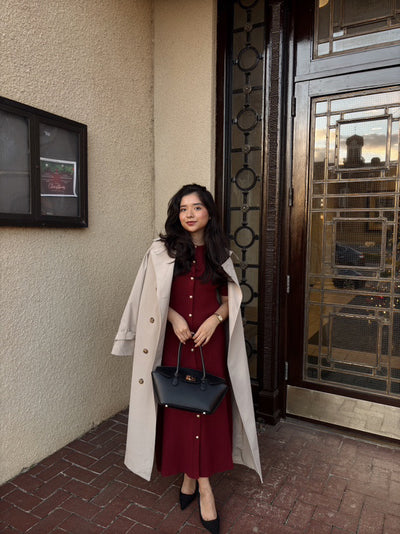 Cynthia Burgundy Knit Dress