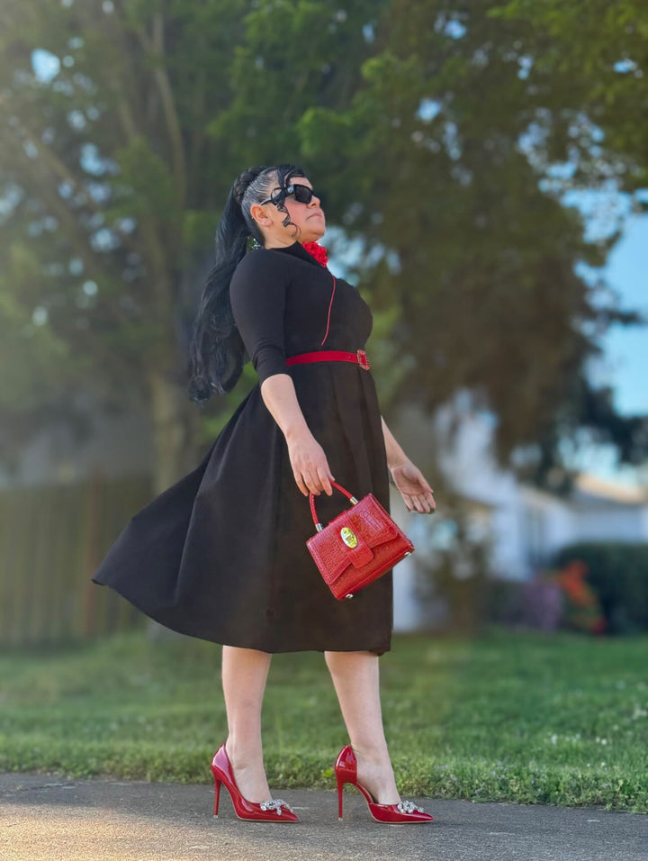black dresses with colored heels Santorini Black Dress – Skirt Society