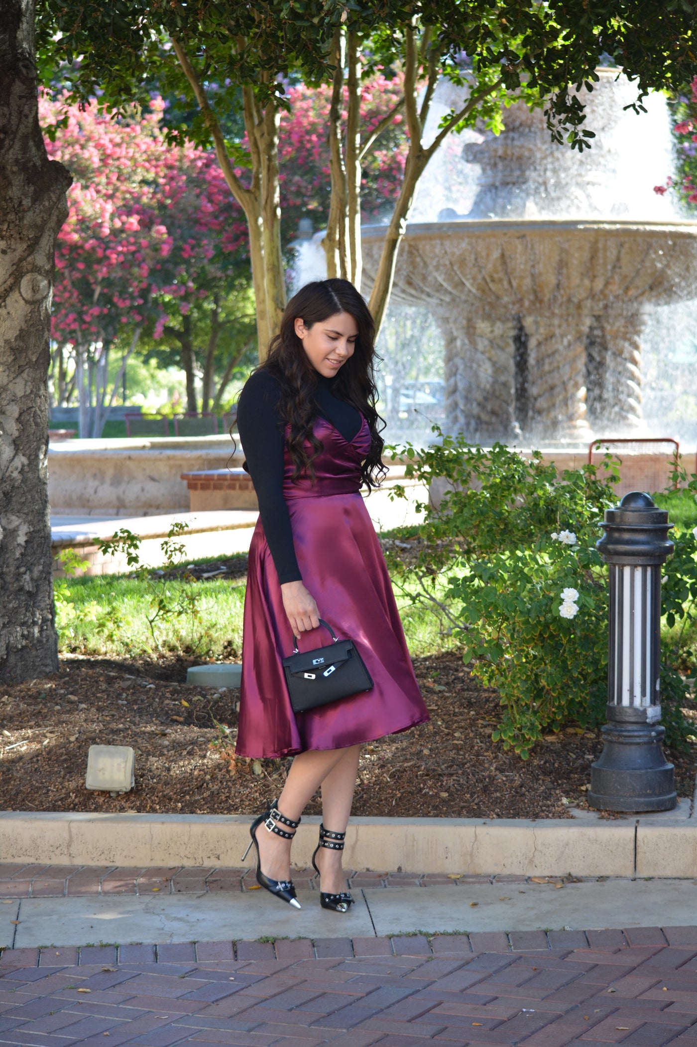 Saint Genies Burgundy Satin Midi Skirt | Shop the latest fashion online @  DV8