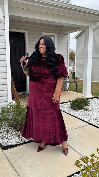 Montreal Burgundy Velvet Dress