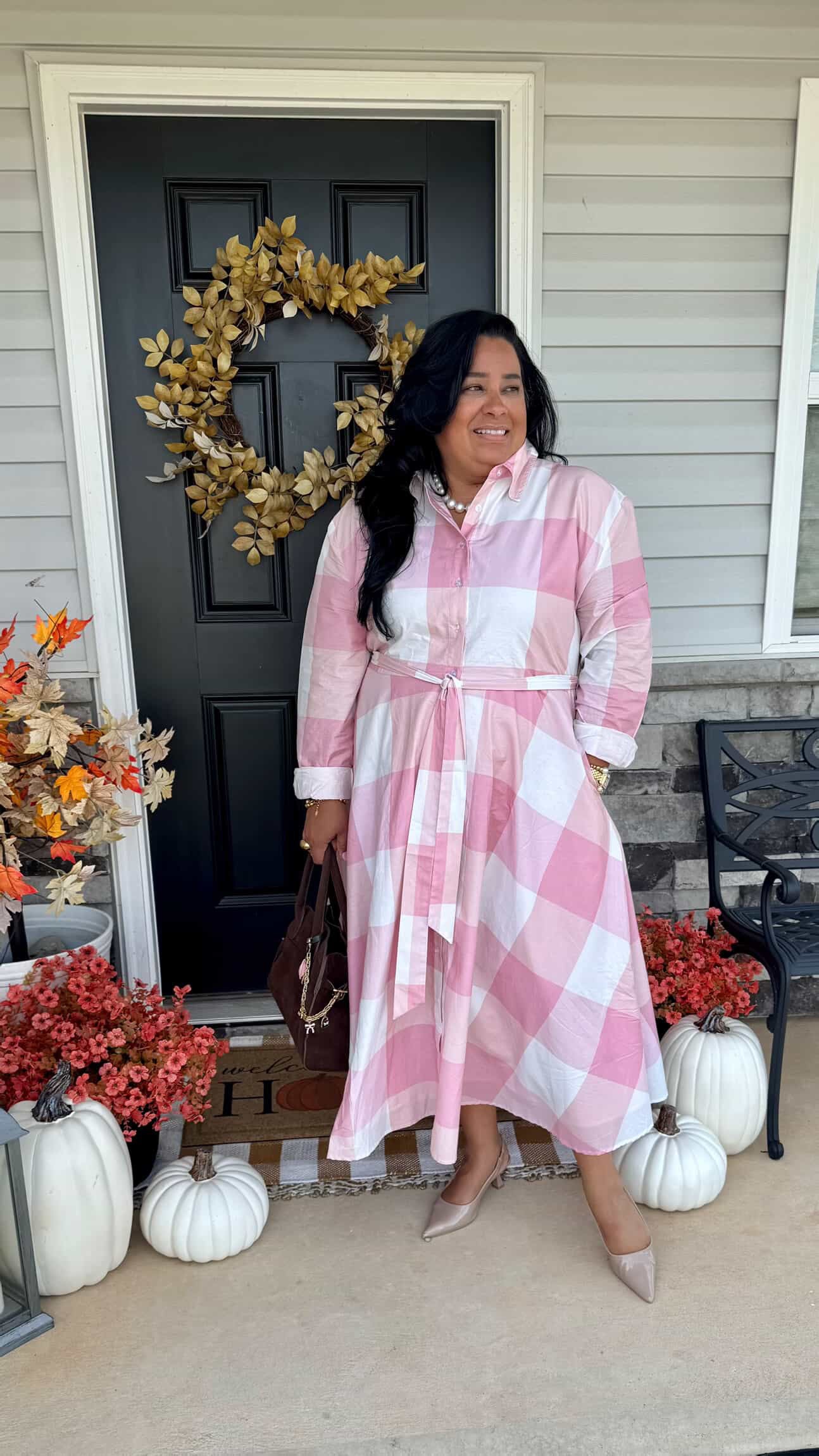 Avignon Pink Plaid 100% Cotton Dress