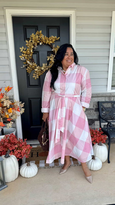 Avignon Pink Plaid 100% Cotton Dress