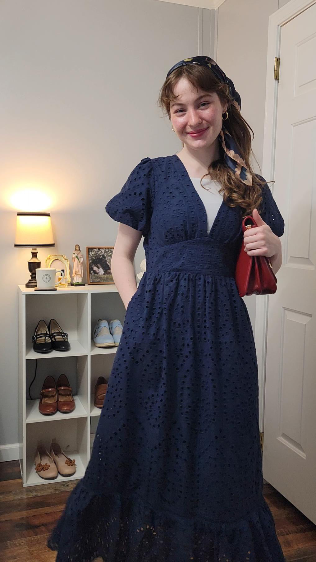 Loretta Navy 100% Cotton Eyelet Dress Skirt Society Loretta Navy 100% Cotton Eyelet Dress Skirt Society
