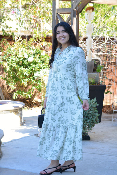 Fern Olive Floral Maxi Dress