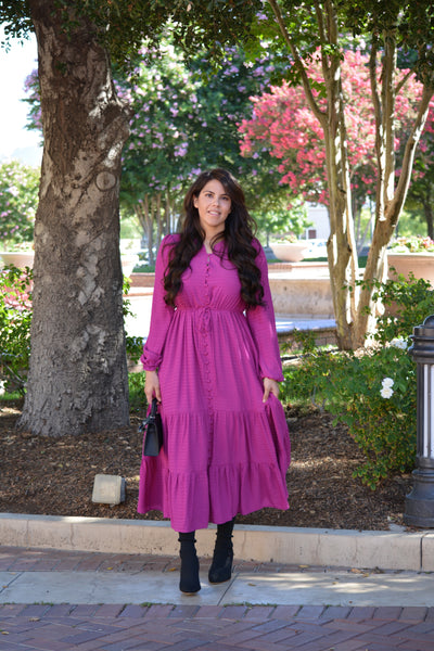 Ally Magenta Embroidered Dress