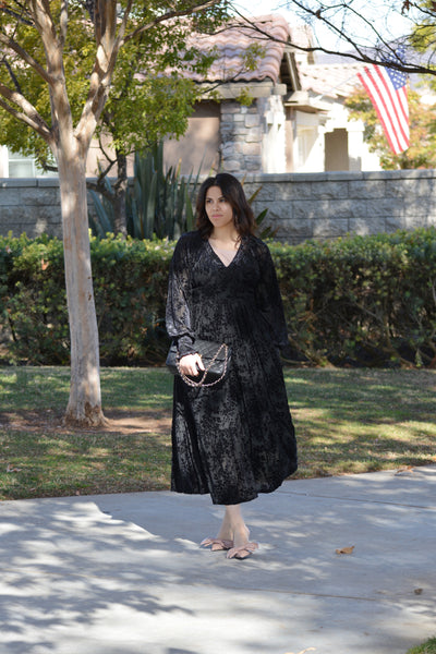 Reverie Black Velvet Dress