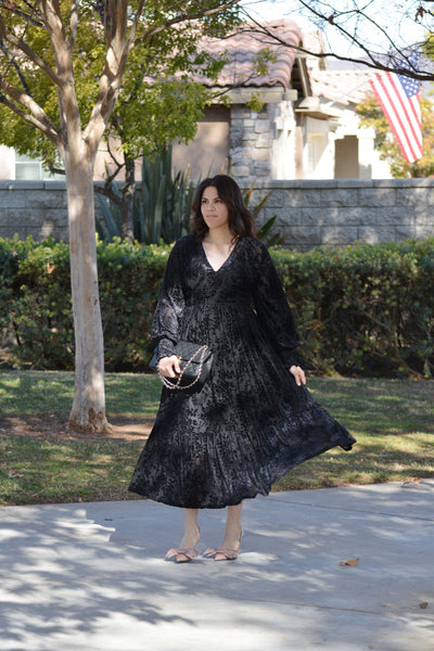 Reverie Black Velvet Dress