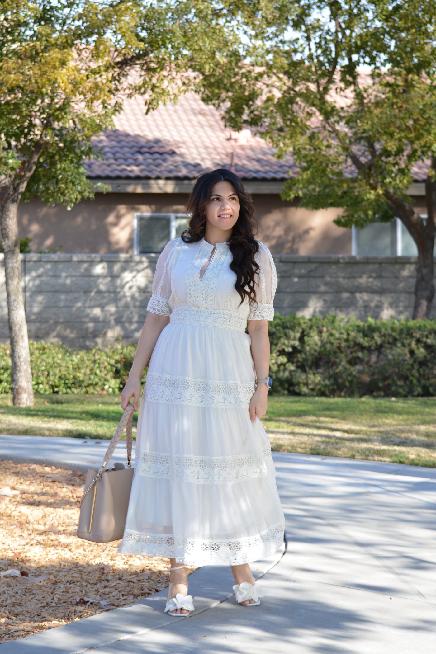 Faela Ivory Crochet Dress