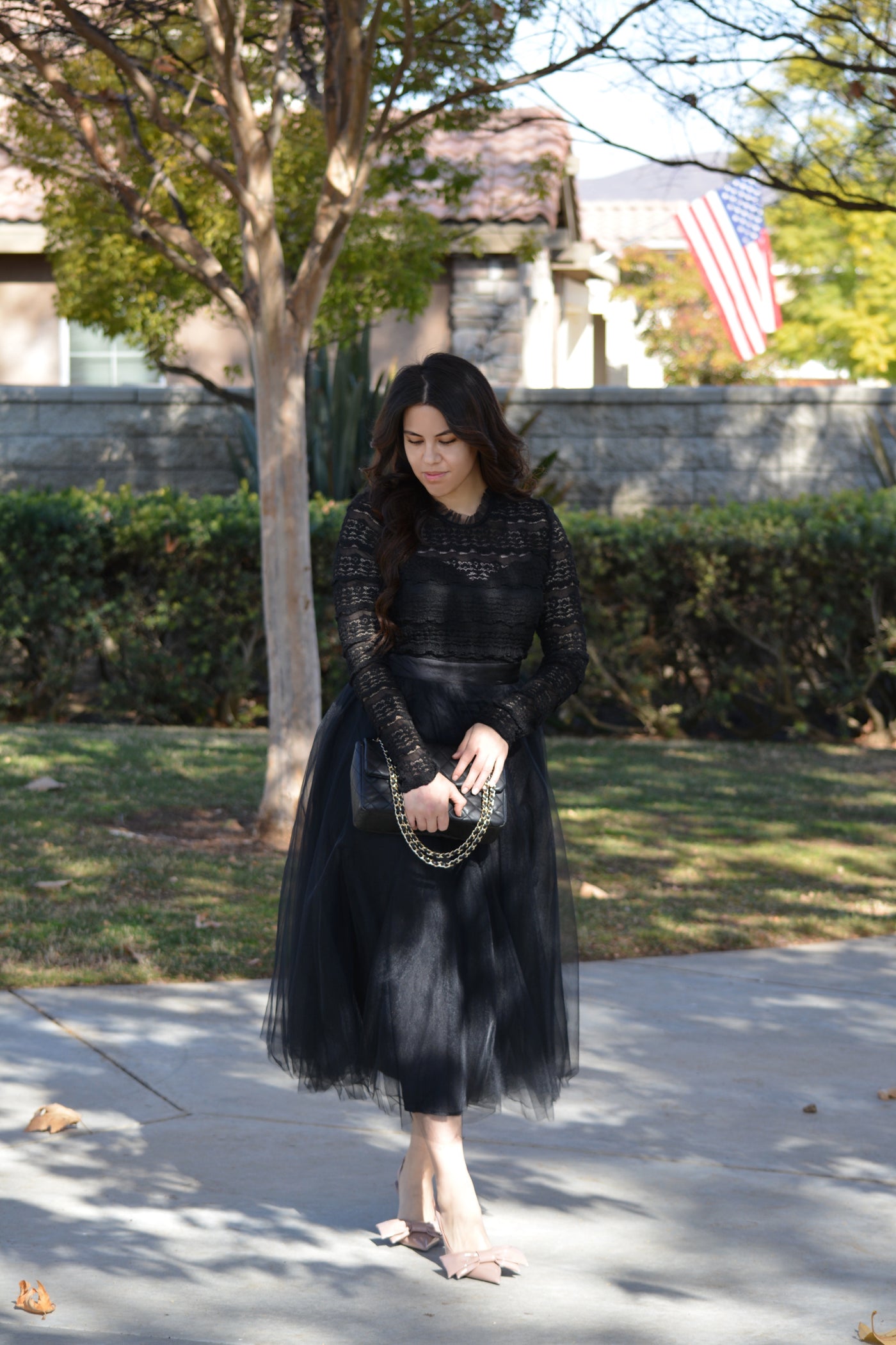 Elliana Tulle And Lace Black Dress