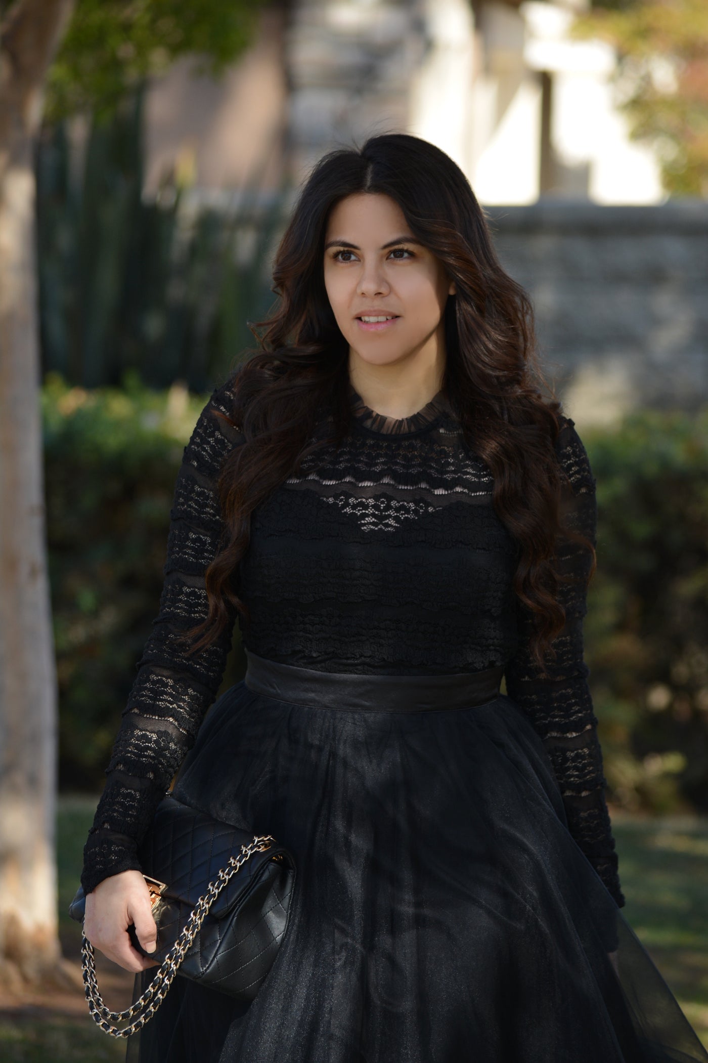 Elliana Tulle And Lace Black Dress