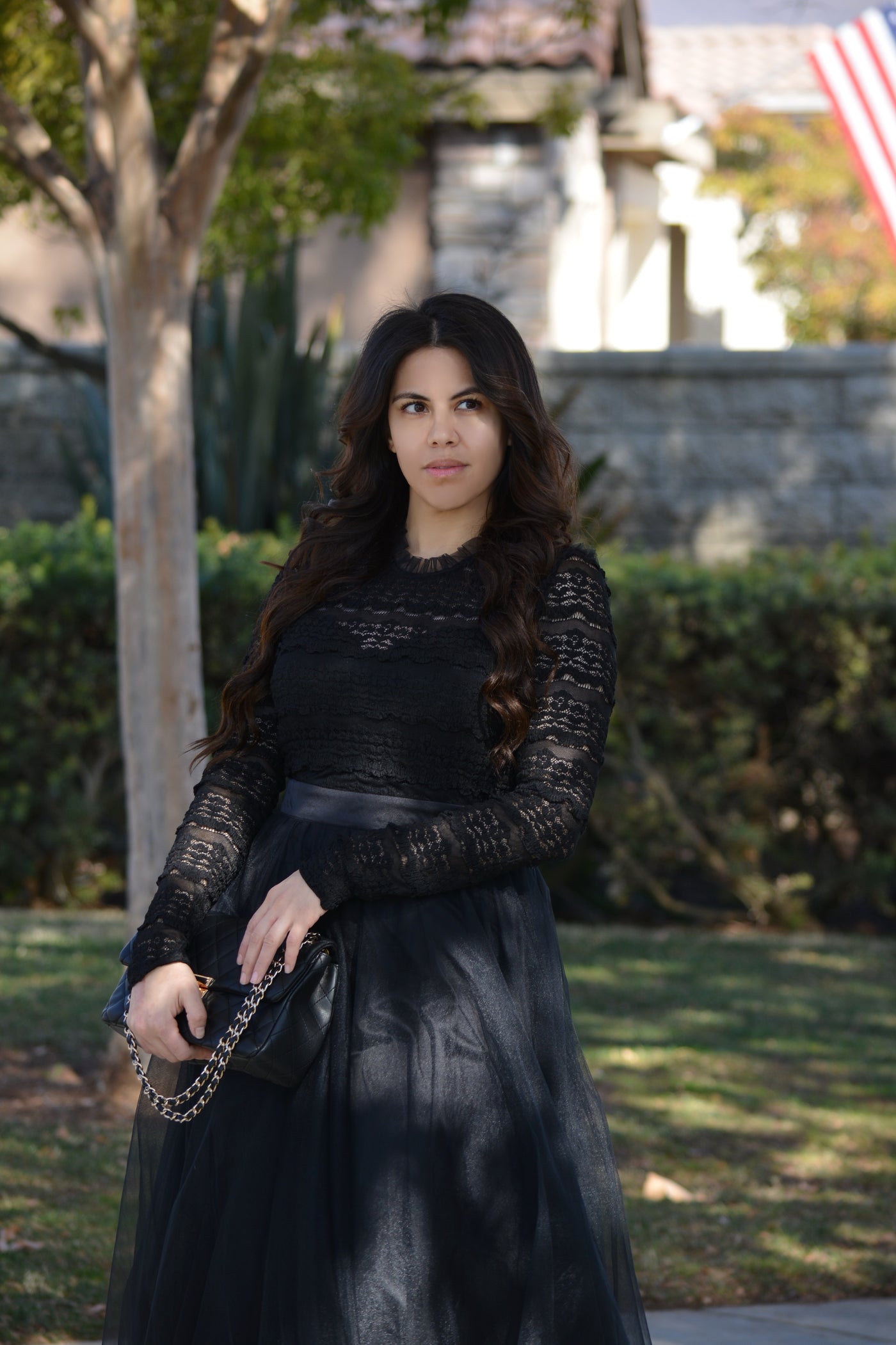 Elliana Tulle And Lace Black Dress