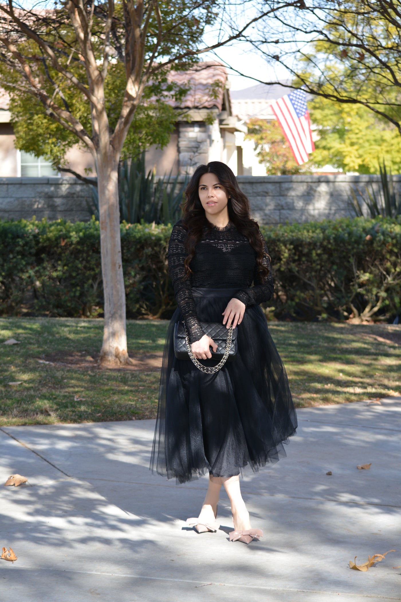 Elliana Tulle And Lace Black Dress