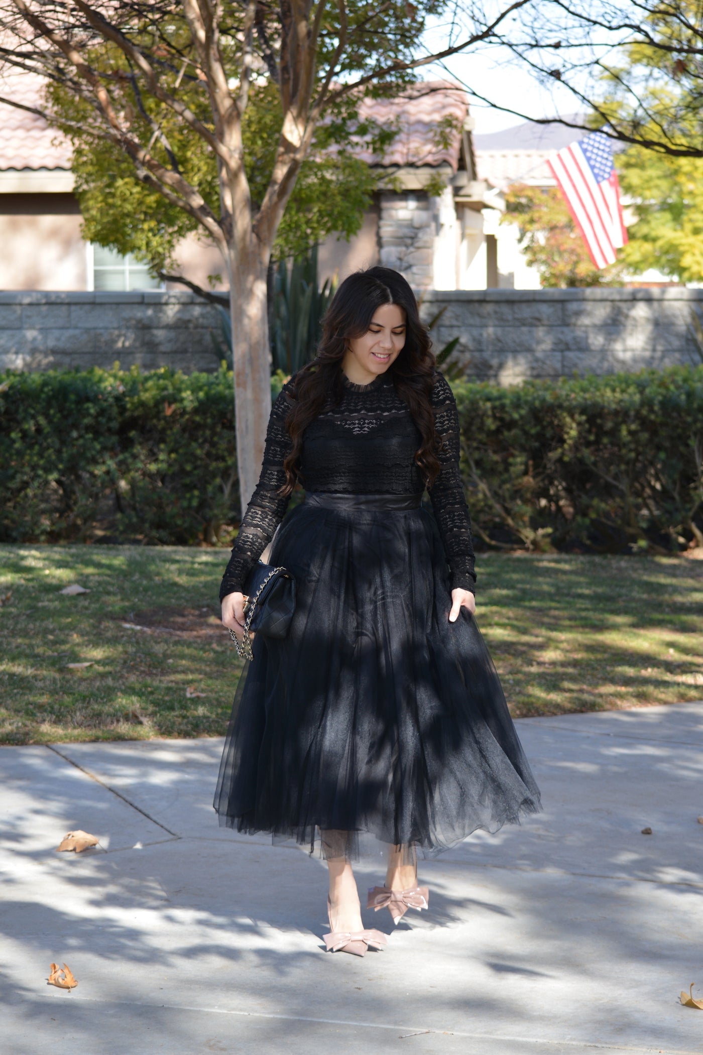 Elliana Tulle And Lace Black Dress