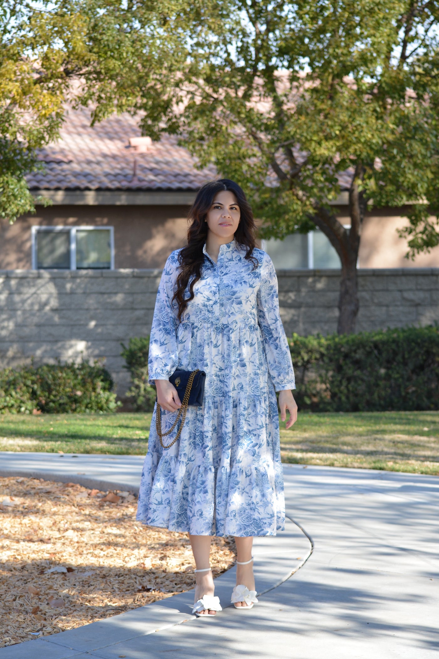 Morocco Blue Floral Midi Dress