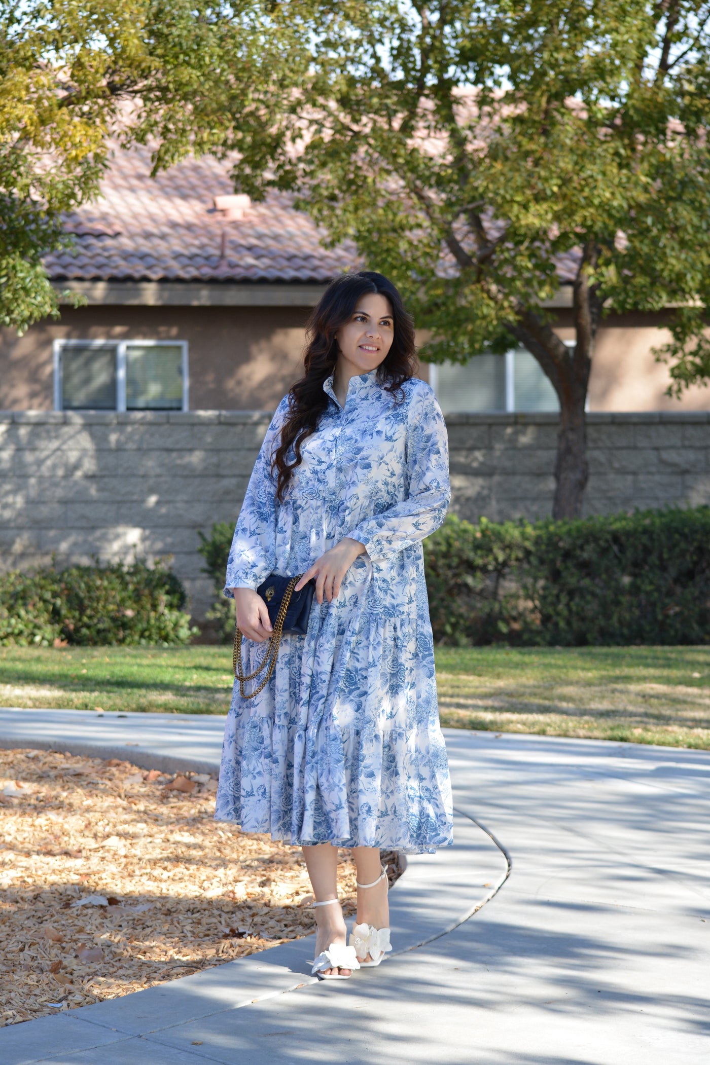 Morocco Blue Floral Midi Dress