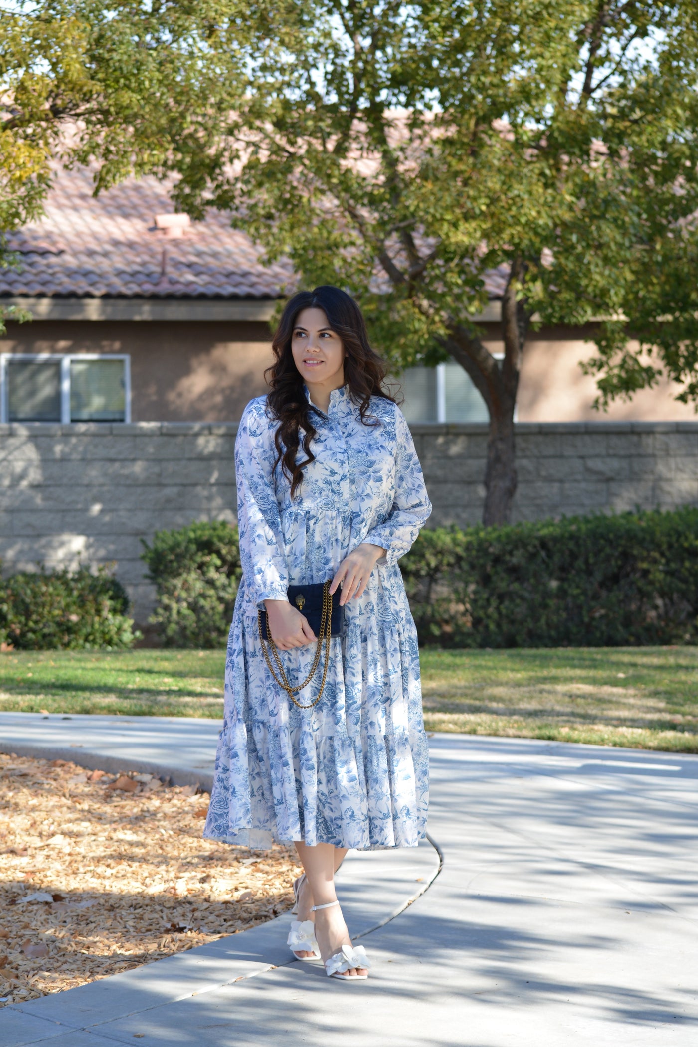 Morocco Blue Floral Midi Dress