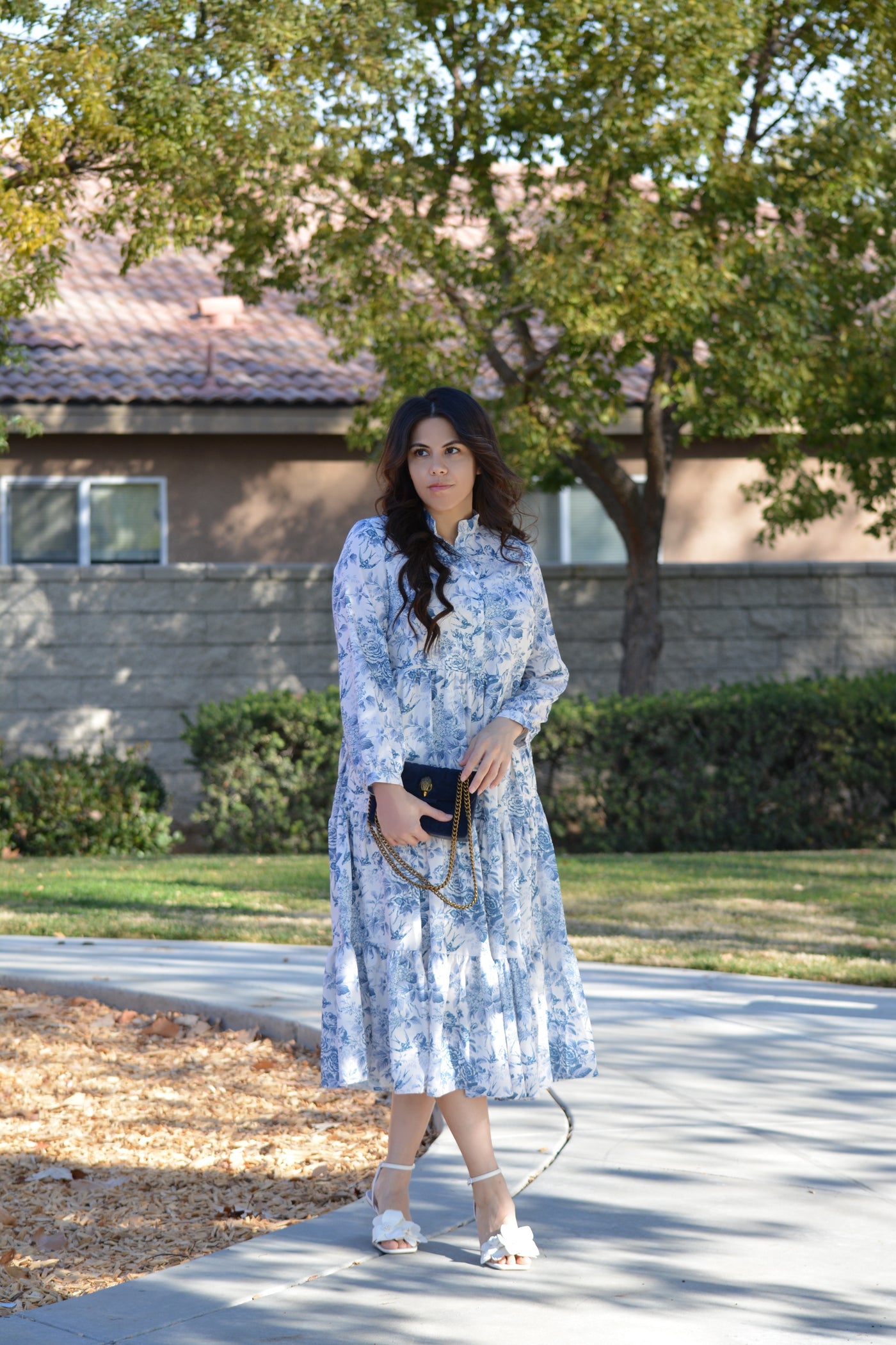 Morocco Blue Floral Midi Dress