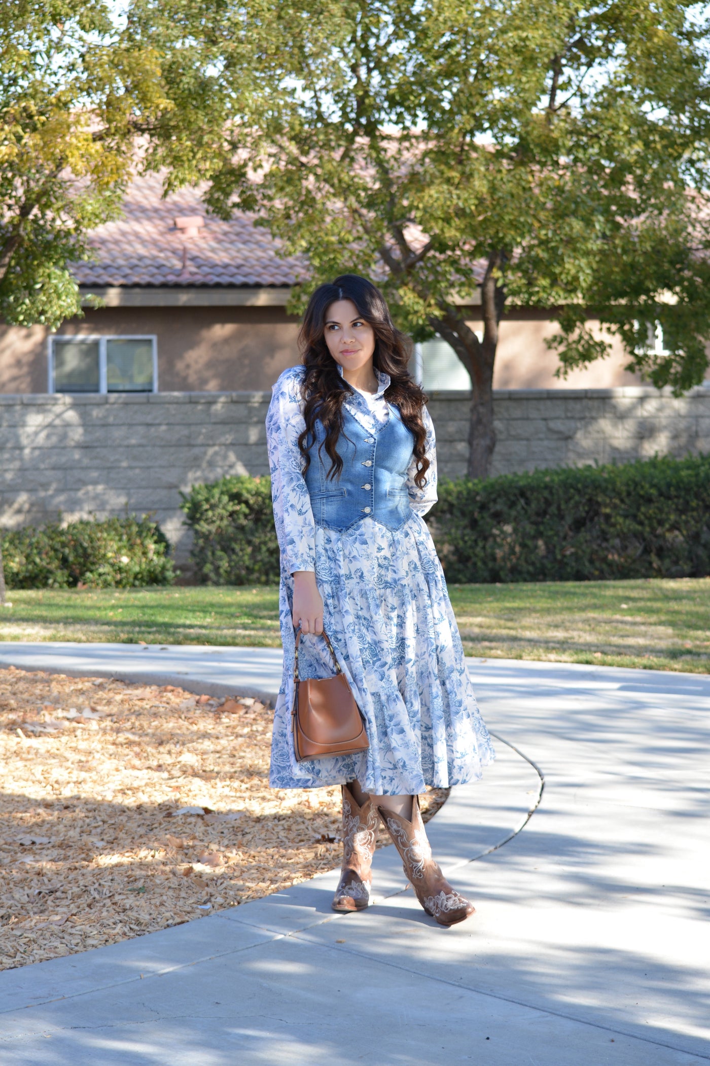 Morocco Blue Floral Midi Dress