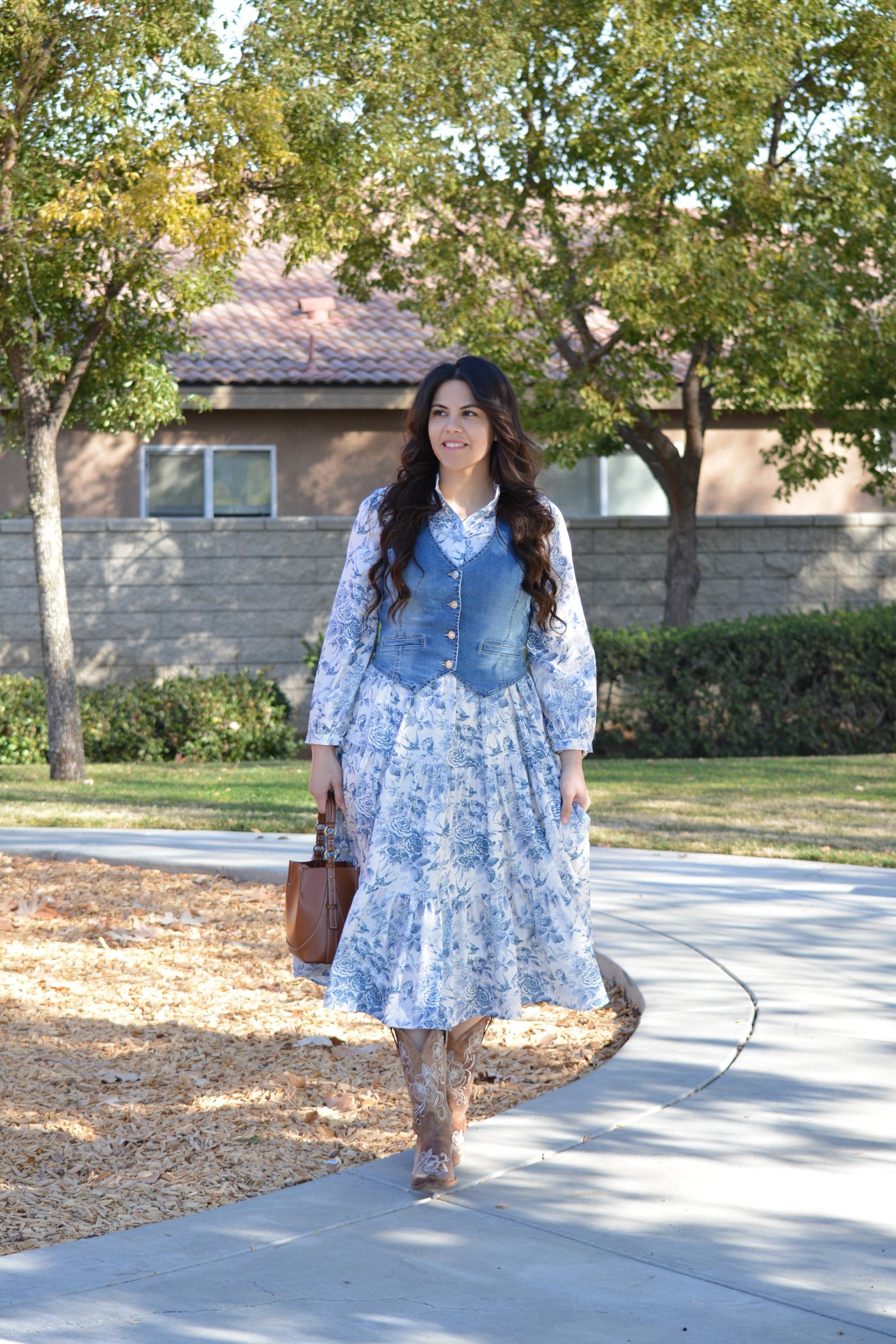 Morocco Blue Floral Midi Dress