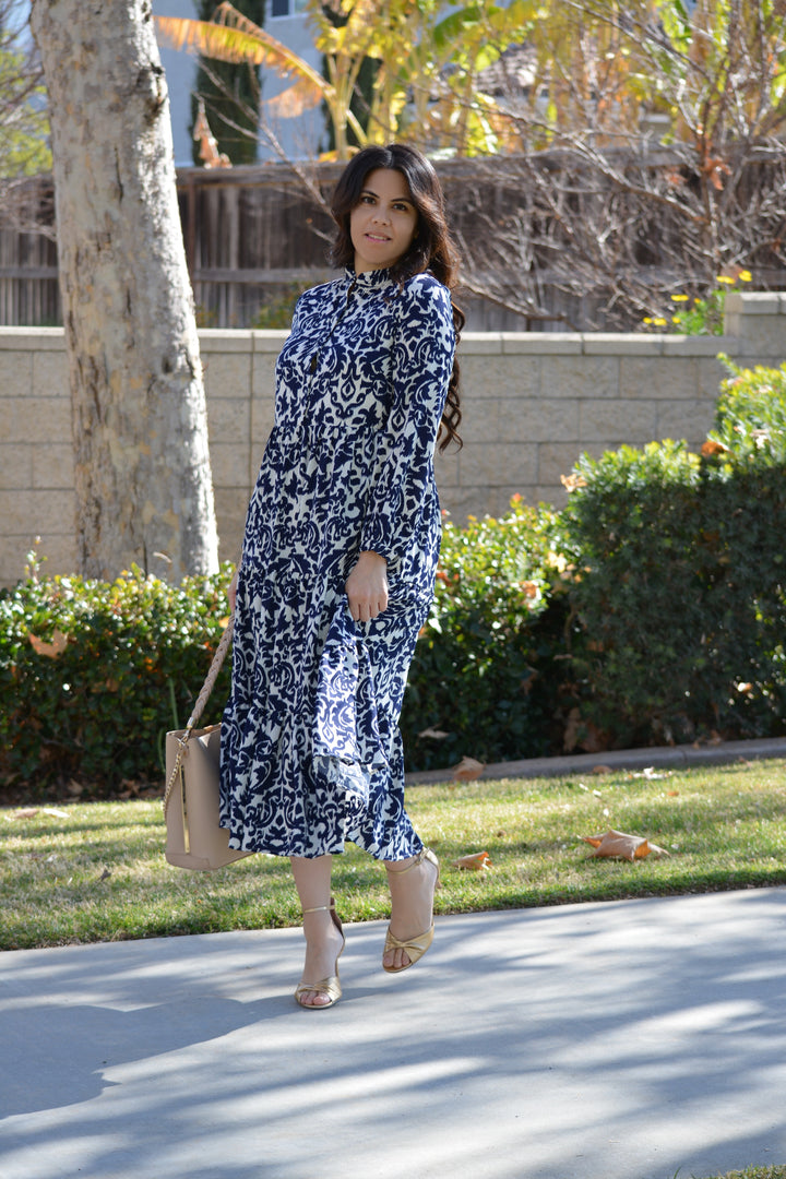 Morocco Navy Midi Dress – Skirt Society