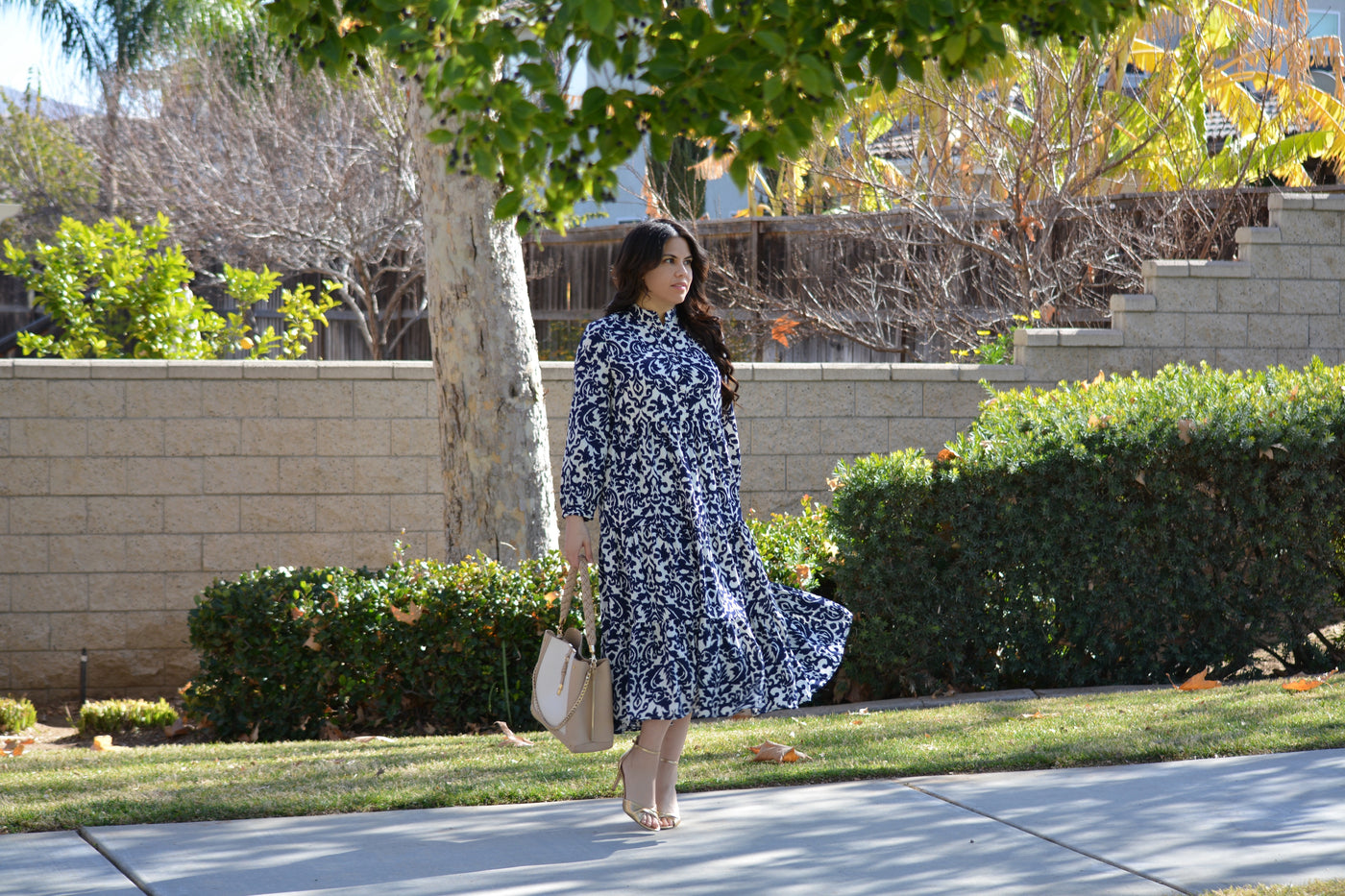 Morocco Navy Midi Dress