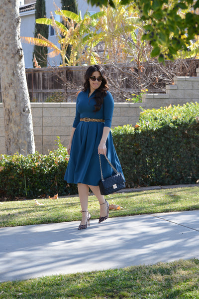 Santorini Teal Midi  Dress