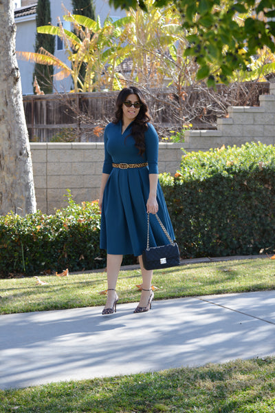 Santorini Teal Midi  Dress