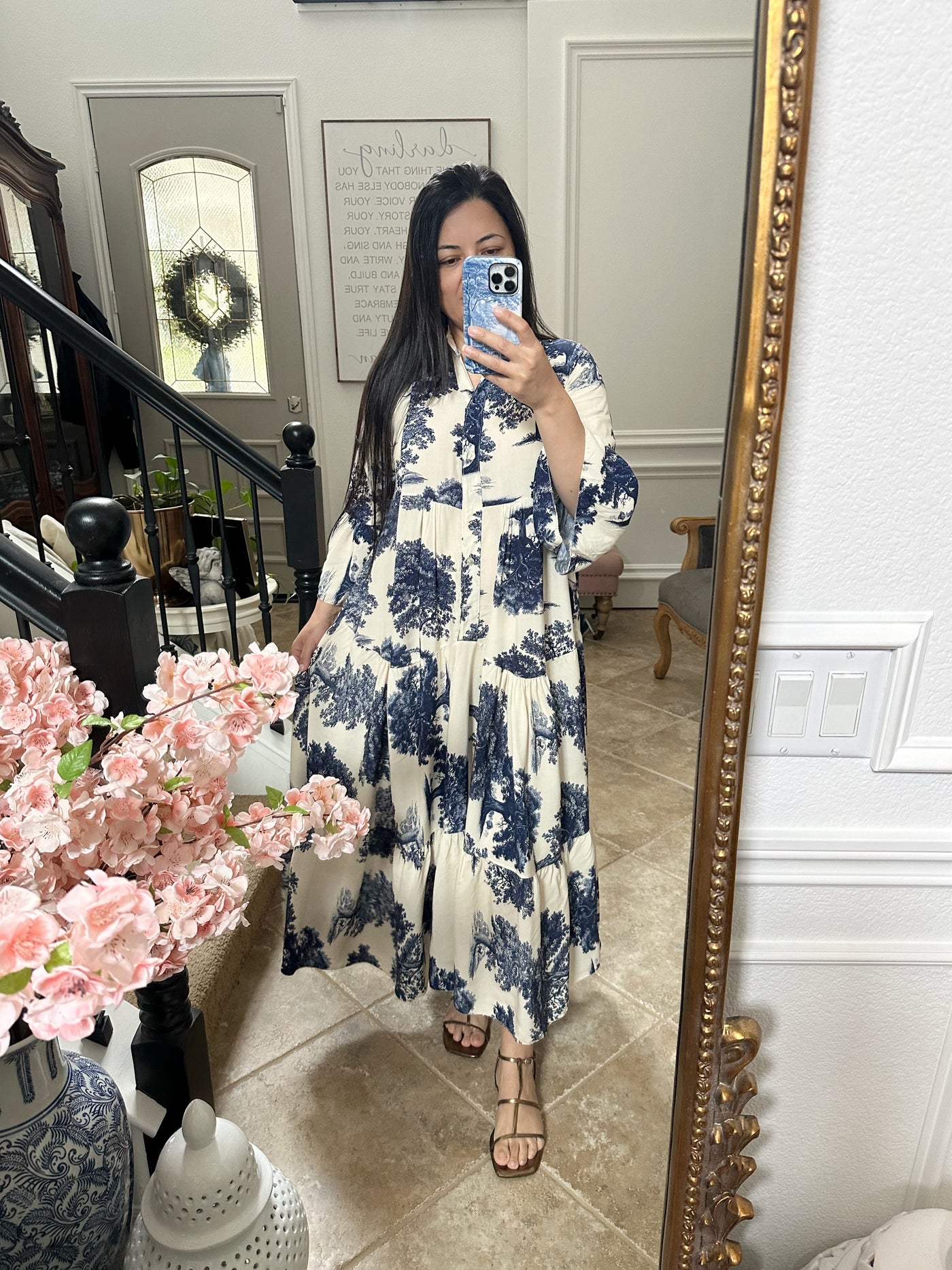 Abby Navy Toile Dress