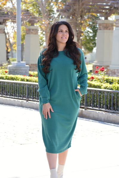 Gianna Green Sweatshirt Dress