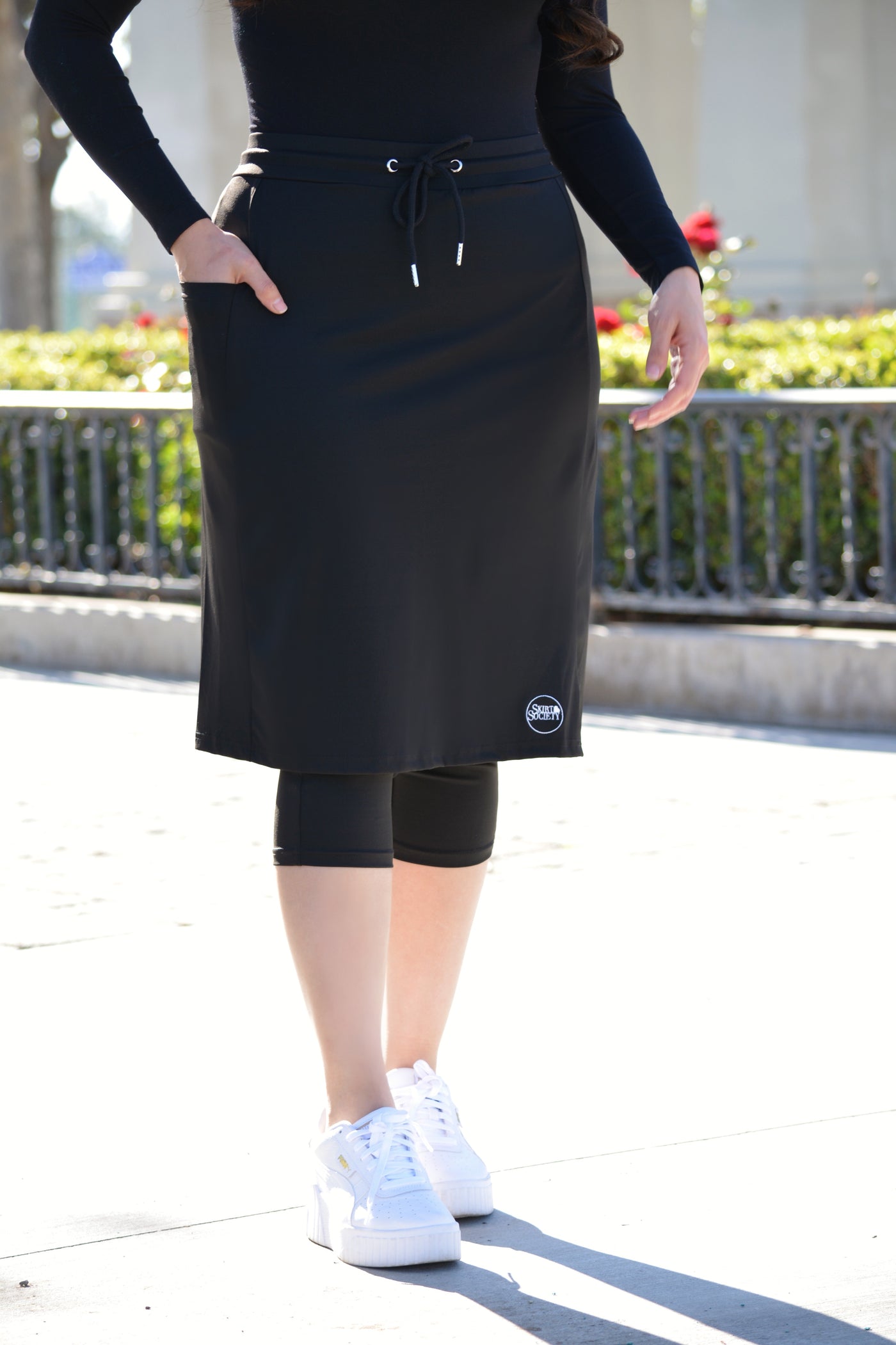 Adelaide Black Athletic Skirt (capri leggings)