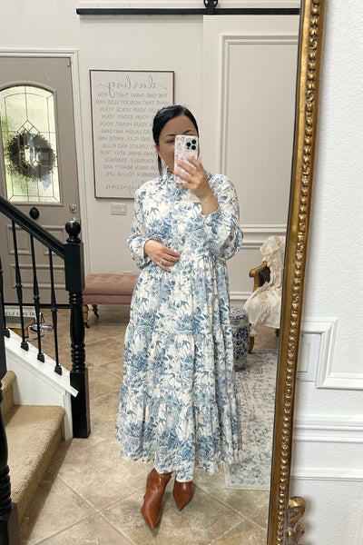 Morocco Blue Floral Midi Dress