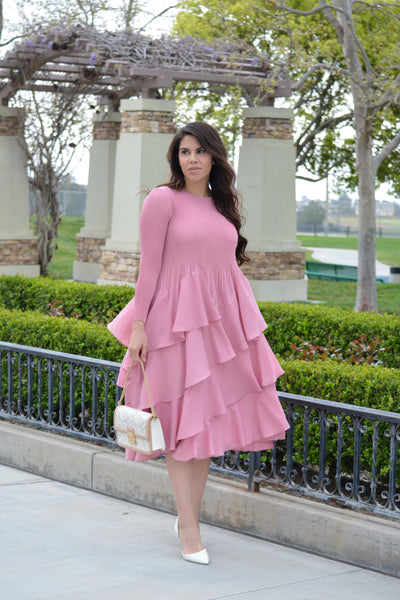 Sophia Pink Ruffled Dress