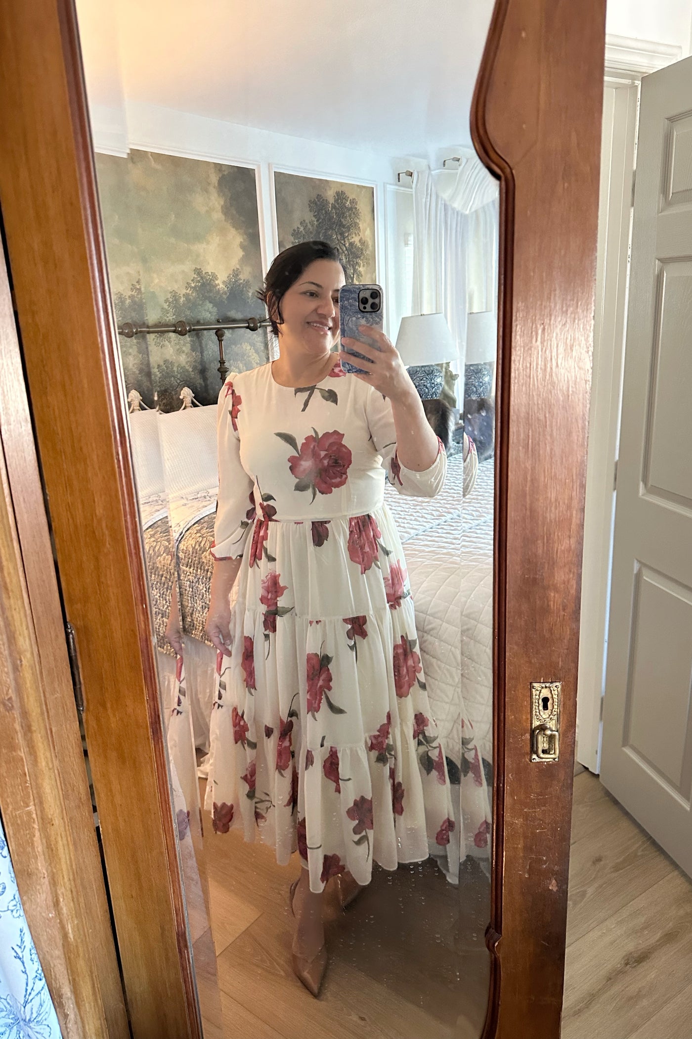 Marbella Ivory Rose Maxi Dress (lighter color)