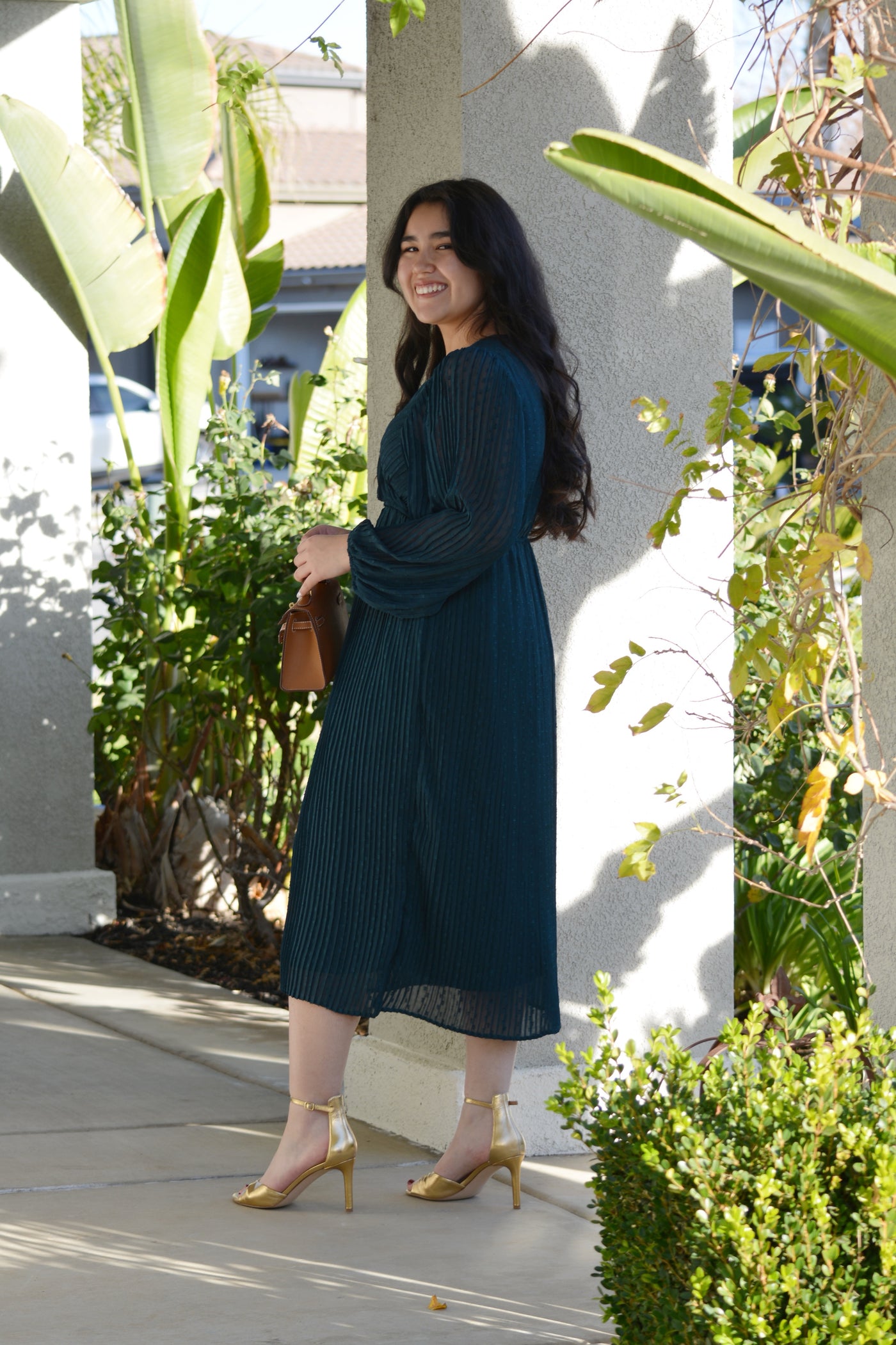 Astraea Teal Pleated Dress