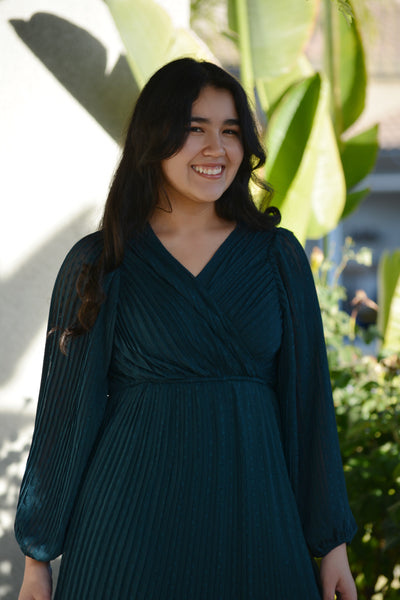 Astraea Teal Pleated Dress