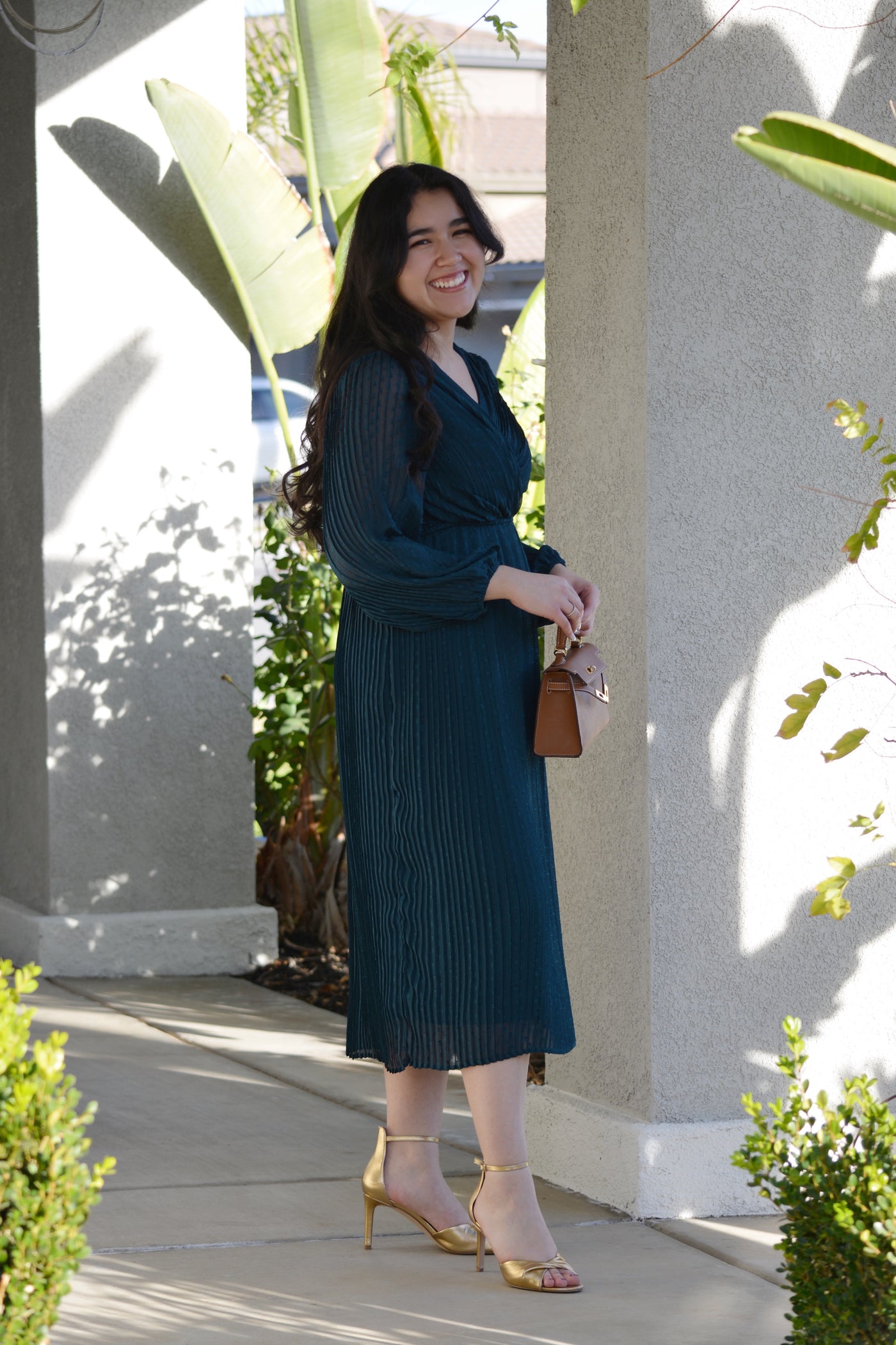 Astraea Teal Pleated Dress