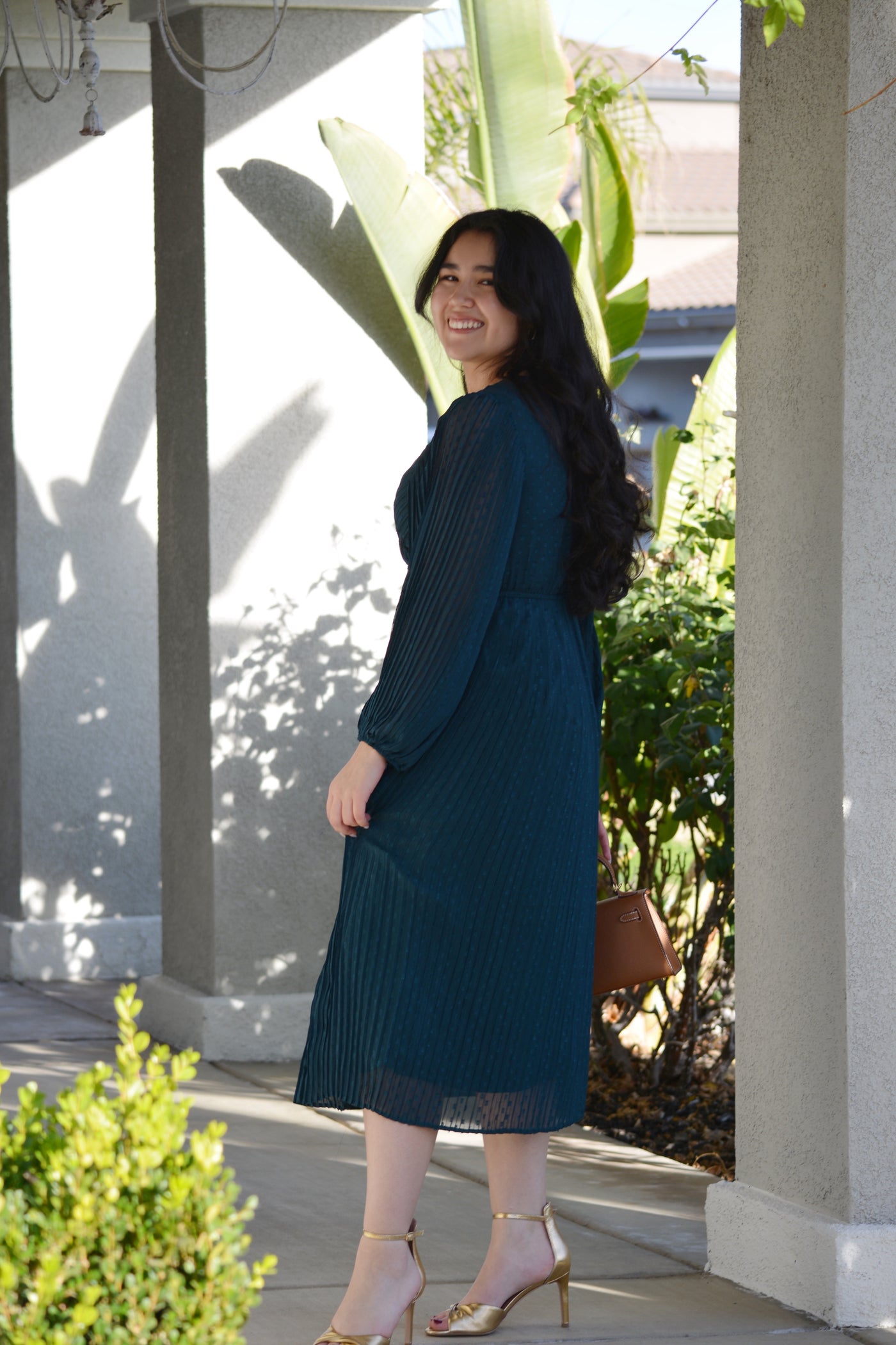 Astraea Teal Pleated Dress