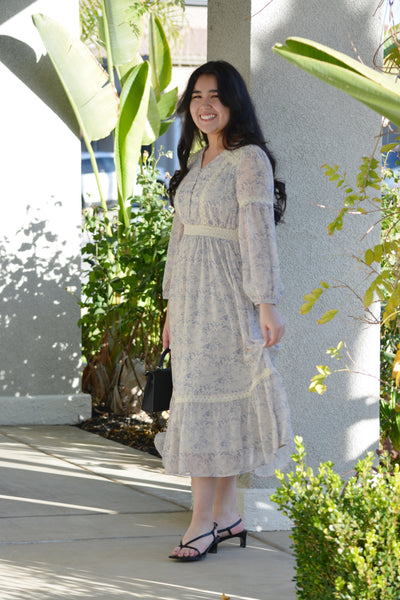 Goldie Blue Floral and Lace Dress