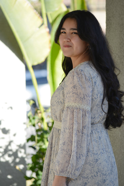 Goldie Blue Floral and Lace Dress