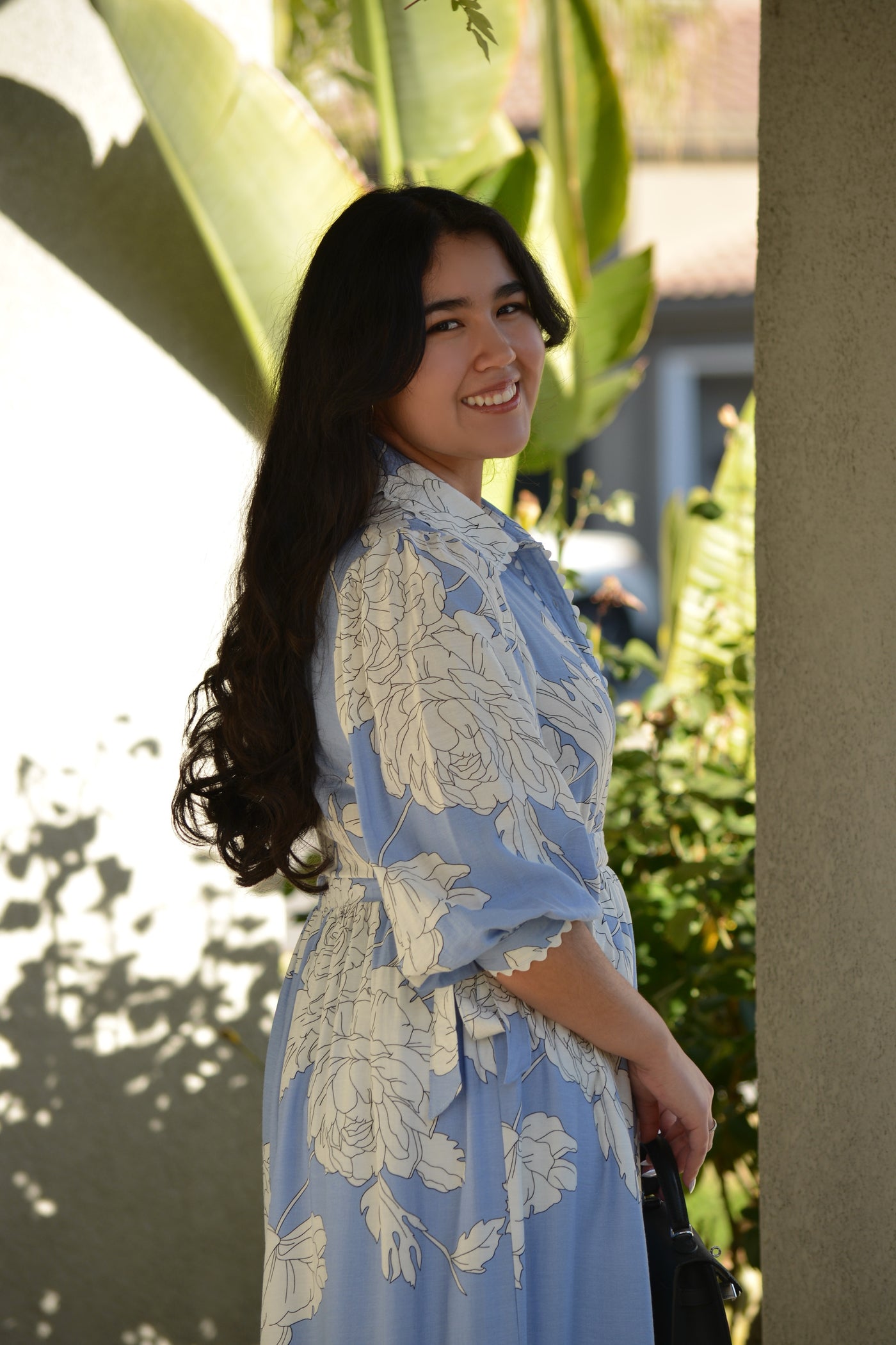 Tova Light Blue Floral Midi Dress