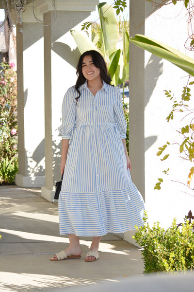 Soleil Light Blue Stripe Dress