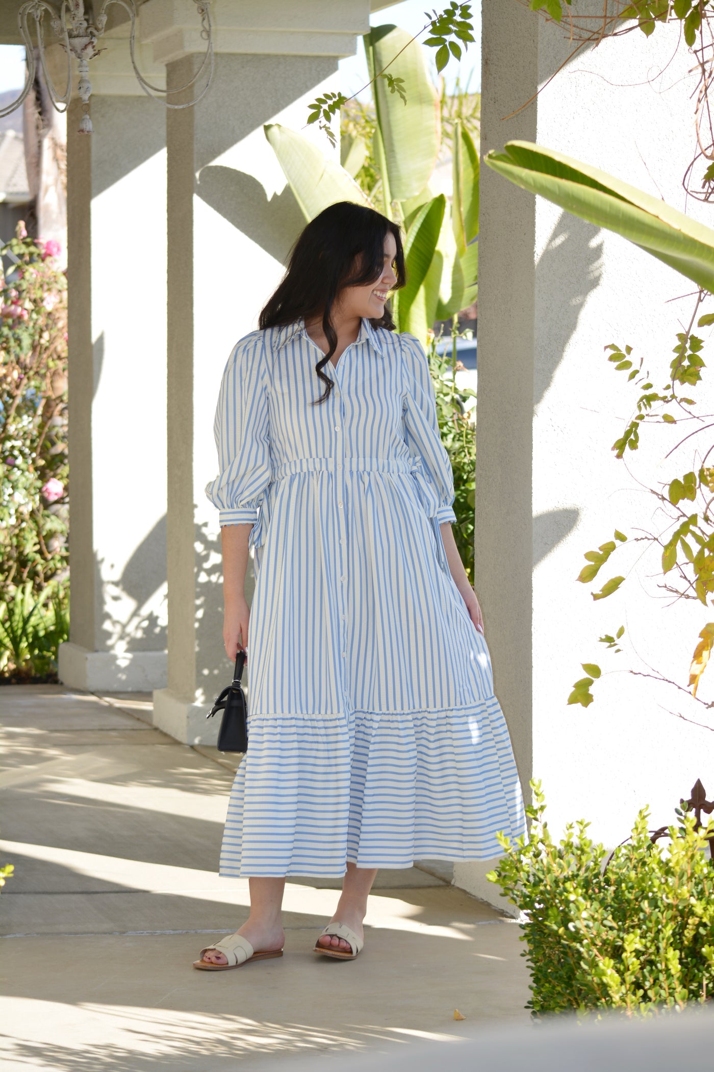 Soleil Light Blue Stripe Dress