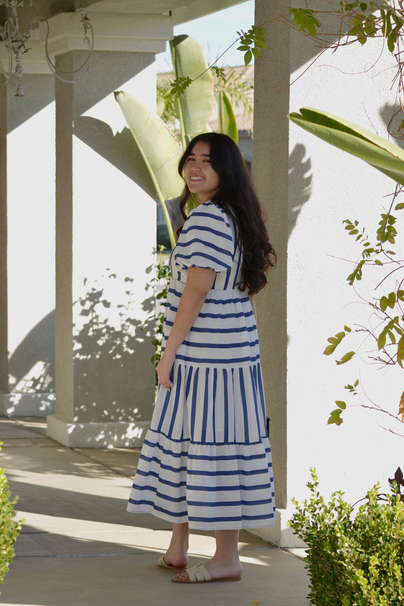 Evalina Navy Striped Dress