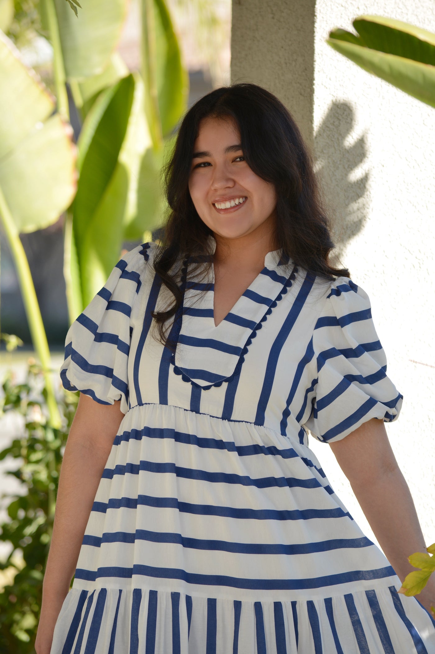 Evalina Navy Striped Dress